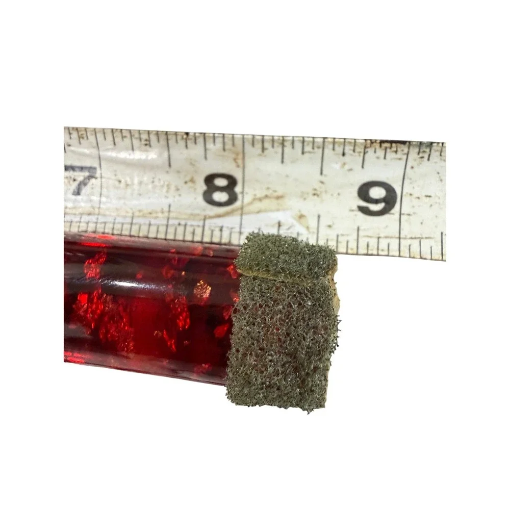 Vintage Red Lucite Taper Candle Christmas MCM Decoration Glitter Foil Acrylic 8